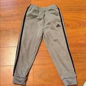 Adidas Kids Gray Joggers with Black Stripes